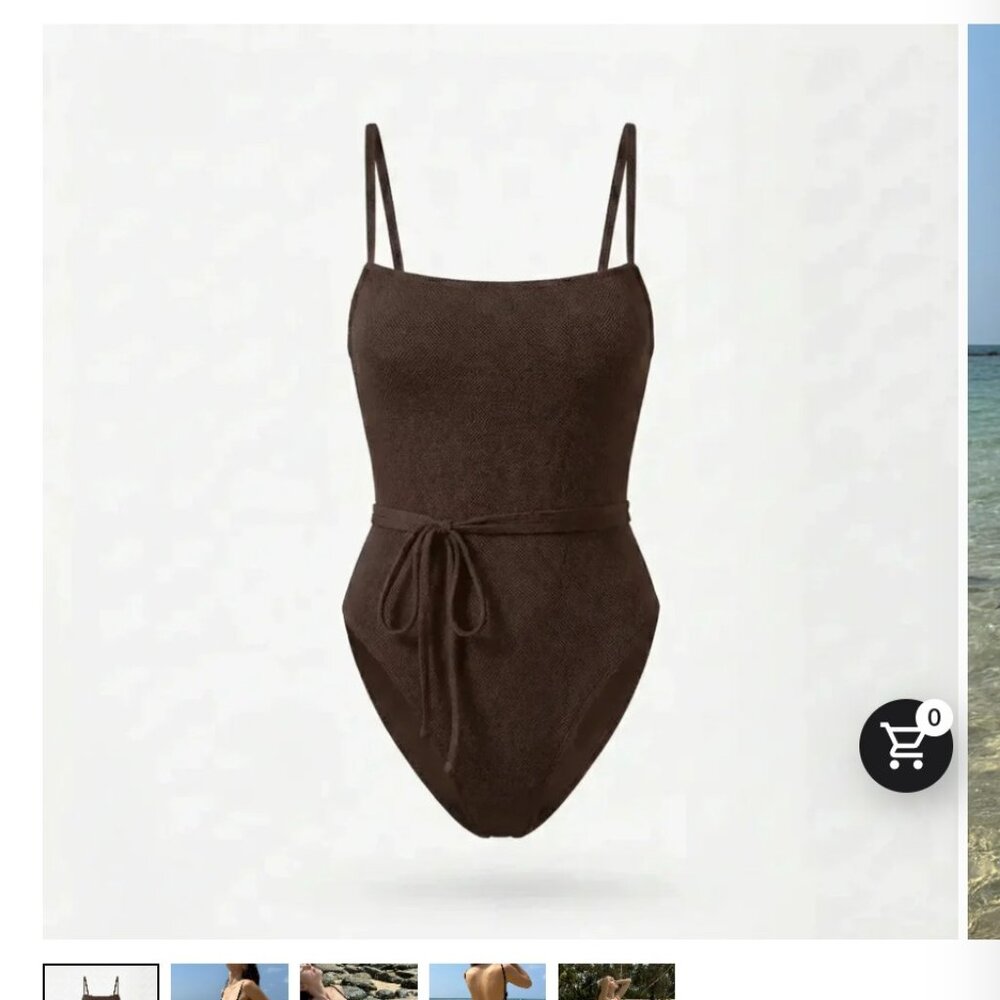 NWT Tan-Through One-Piece Swimsuit (M)